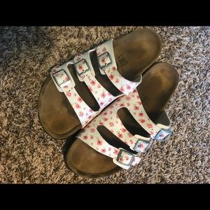 Birkenstock Betula white Sandel pink flowers 40